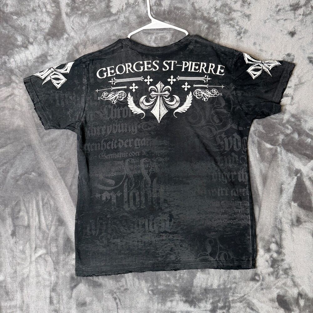 Vintage Y2K Affliction Georges St-Pierre Eagle Tribal Wings Black Size Large - Picture 6 of 7